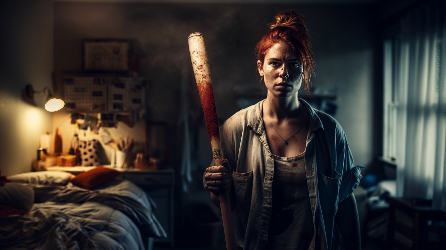 woman with baseball bat